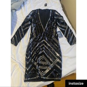 Express XS black sequence long sleeve dress